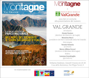 Meridiani Montagne e Parco Nazionale Val Grande: presentazione del numero ''Val Grande''