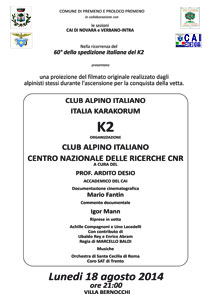 Club Alpino Italiano: Italia Karakorum K2 - Premeno Villa Bernocchi - 18 agosto 2014