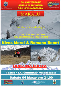 50° Anniversario della Scuola di Alpinismo del CAI di Villadossola: Makalu - Nives Meroi e Romano Benet - 4 marzo 2017