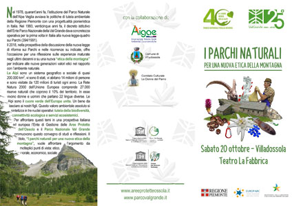I parchi naturali per una nuova etica della montagna, Convegno per i 25 anni del Parco Nazionale Val Grande e i 40 anni del Parco Veglia-Devero