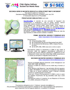 CAI Sosec - Seconda serie di incontri dedicata a OpenStreetMap e Infomont - dettaglio argomenti trattati