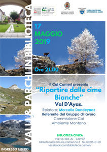 Valli e Parchi in Biblioteca: ''Ripartire dalle Cime Bianche'' - Marcello Dondeynaz - 17 maggio 2019