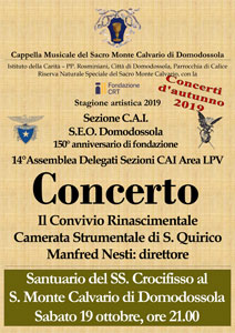 CAI SEO Domodossola: Concerto al Santuario del SS. Crocifisso al S. Monte Calvario di Domodossola - locandina