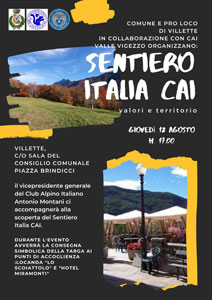 Comune e Pro Loco di Villette in collaborazione con CAI Valle Vigezzo: Antonio Montani accompagna alla scoperta del Sentiero Italia CAI