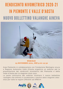 Rendiconto nivometrico 2020-21 in Piemonte e Valle d’Aosta e nuovo Bollettino Valanghe AINEVA
