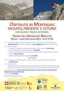 CAI Novara - Ospitalità in Montagna: passato, presente e futuro - convegno e tavola rotonda - 28 gennaio 2023