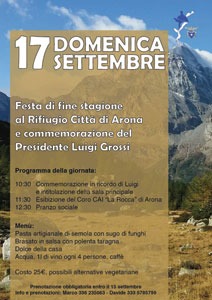 Festa di fine stagione al Rifugio Città di Arona e commemorazione del  Presidente Luigi Grossi - 17 settembre 2023
