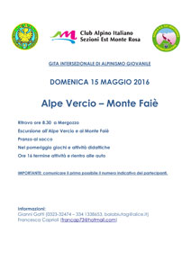 Gita intersezionale di Alpinismo giovanile Sezioni Est Monte Rosa - 15 maggio 2016