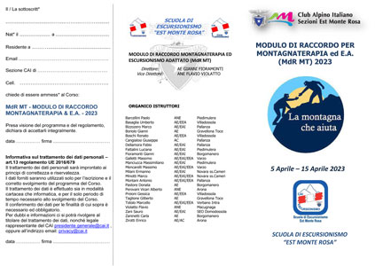 Scuola Intersezionale di Escursionismo Est Monte Rosa - Corso "Modulo di raccordo per Montagnaterapia" - 5-15 aprile 2023