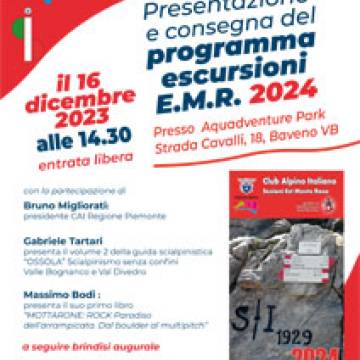 Presentazione programma escursionistico 2024 del Club Alpino Italiano Sezioni Est Monte Rosa - Baveno - 16 dicembre 2023