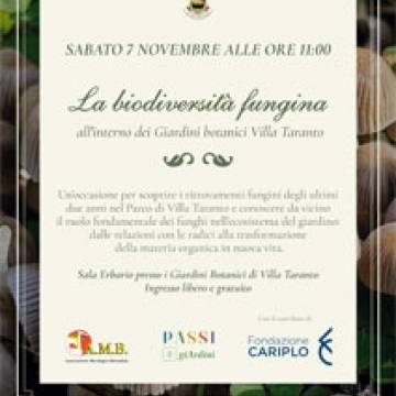 Giardini Botanici Villa Taranto e Associazione Micologica Bresadola:  La biodiversità fungina - 7 novembre 2026